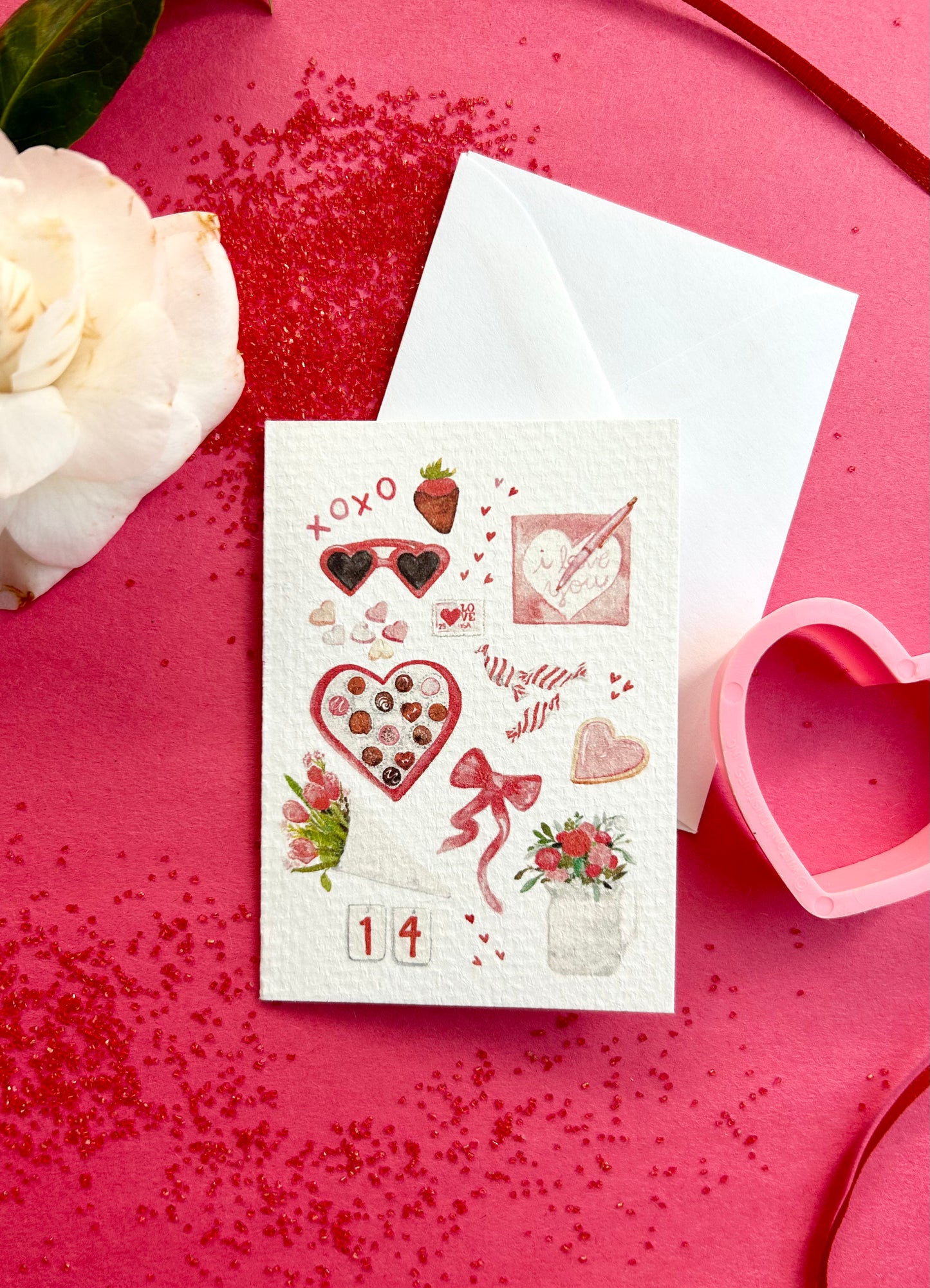 Mini Watercolor Valentines Card