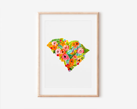Floral South Carolina Print